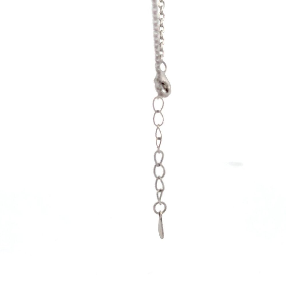 925 Sterling Silver Necklace 17 inches Chain White Mother of Pearl Cubic Zirconi - Picture 4 of 9